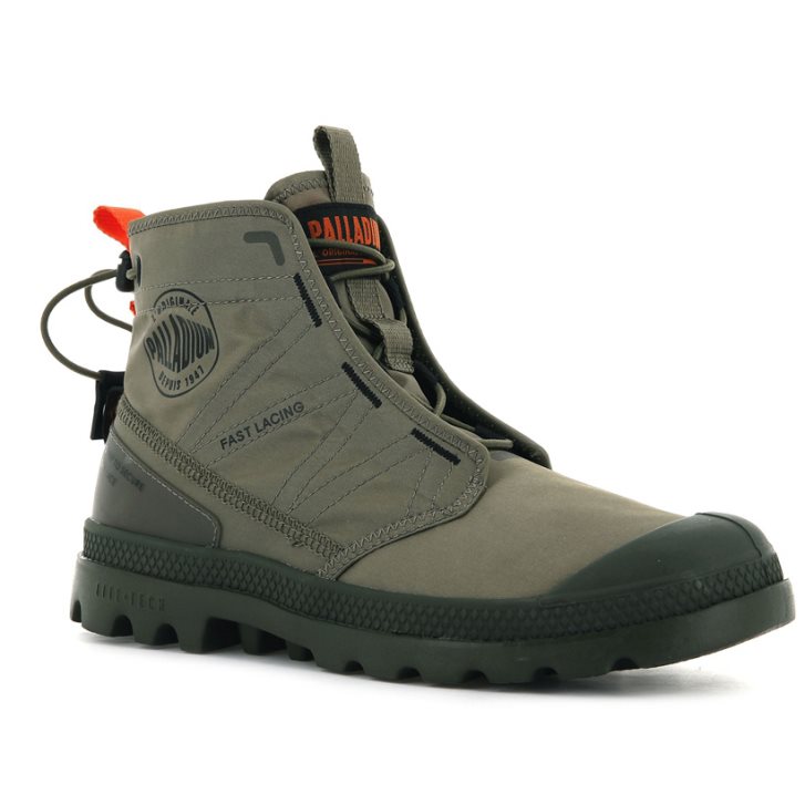 Bottes Palladium Pampa Travel Lite Femme Vert Olive | FR VBI680E